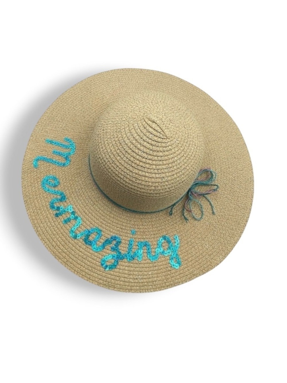Capelli Mermazing Straw Sun Hat with Blue Sequin Detail